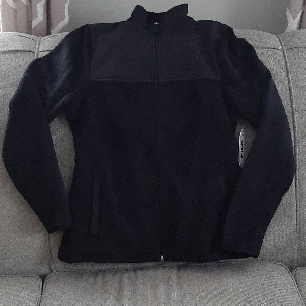 NWT FILA Women's Black Fleece Zip Up Jacket, Size Small